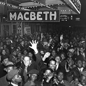 MACBETH, 1936. A crowd outside the Lafayette Theatre in Harlem, on the opening