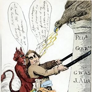 MAD TOM IN A RAGE, 1801. A Federalist cartoon etching of 1801 attacking the administration