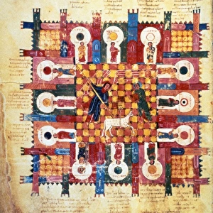 MAIUS BEATUS, c950 A. D. The New Jerusalem. Spanish manuscript illumination, c950