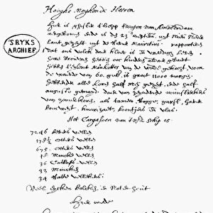 MANHATTAN PURCHASE, 1626. Letter from Pieter Schaghen, board member of the Dutch