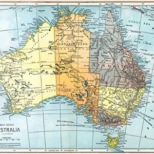 MAP: AUSTRALIA, c1890. Map of Australia, c1890, published in the United States