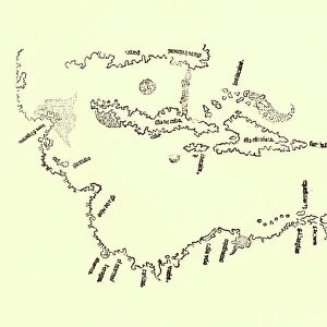 MAP: CARIBBEAN, 1511. The first map to show Bermuda, also showing coastline detail