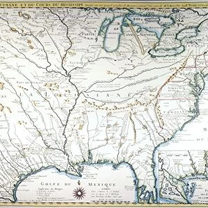 MAP OF COLONIAL AMERICA. Delisles map of colonial America, 1718, showing the Mississippi