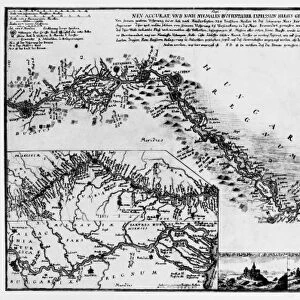 MAP: DANUBE. German map, c1740, showing the course of the Danube River from Vienna