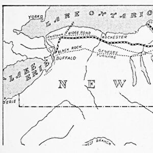 MAP OF THE ERIE CANAL. A map of the Erie Canal simplified from the Map of Routes