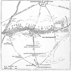 A map of the First Battle of Bull Run from a contemporary American newspaper