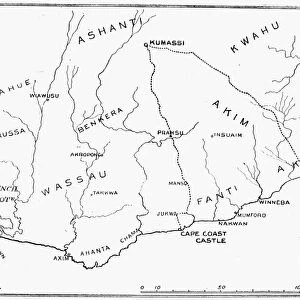 MAP OF THE GOLD COAST, 1895. The Gold Coast in Ghana, from an English newspaper of 1895