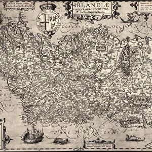 MAP: IRELAND, 1606. Baptista Boazios map of Ireland. Engraving, published by Abraham Ortelius