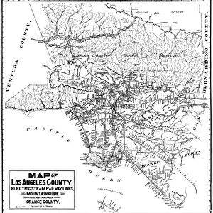MAP: LOS ANGELES, 1912. Map of Los Angeles, showing the steam and electric railway