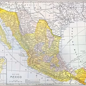 MAP: MEXICO. Color engraving, American, c1900