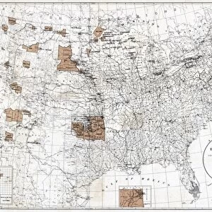 MAP: RESERVATIONS, 1888. Map showing the location of the Indian reservations within