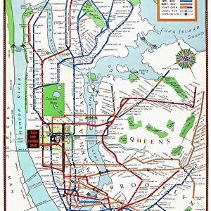 Map of the subway system of New York City, published by the Union Dime Savings Bank, 1940