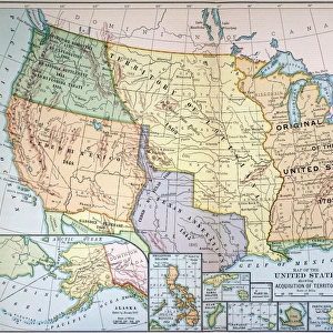 MAP: U. S. EXPANSION, 1905. Map of the United States, 1905, showing its expansion by purchase