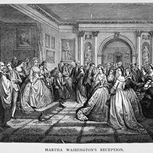 Martha Washingtons Reception. Line engraving after Daniel F. Huntingtons painting Lady Washingtons Reception or The Republican Court in the Time of Washington, c1865