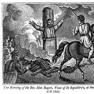MARTYRDOM OF JOHN ROGERS. The burning of Reverend John Rogers, Vicar of St