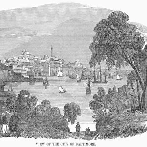 MARYLAND: BALTIMORE, 1851. View of the city of Baltimore, Maryland. Wood engraving, 1851