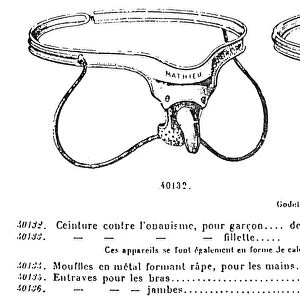 MASTURBATION DEVICE. Device for the treatment of masturbation. French advertisement, 1904