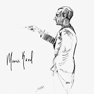 MAURICE JOSEPH RAVEL (1875-1937). French composer. Pencil drawing, c1935, by Hilda Wiener