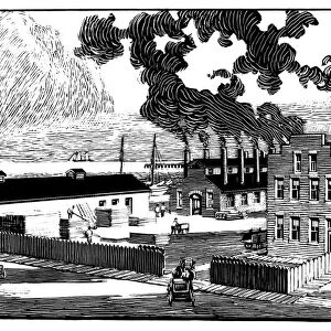 McCORMICK WORKS, 1847. A view of the McCormick Reaper Works in Chicago, Illinois