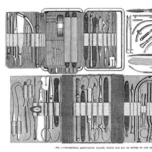 MEDICAL INSTRUMENT, 1867. Articulated surgical blades that can be fitted to one handle