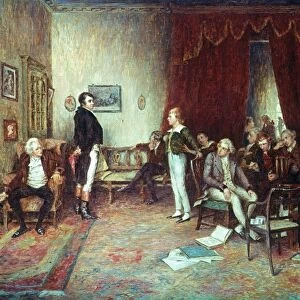 MEETING OF SCOTT & BURNS. The meeting of Sir Walter Scott and Robert Burns: painting by C