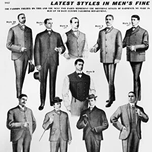 MENs FASHION, 1902. American advertisement, 1902, for mens suits, sold by Sears