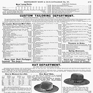 MENs HATS, 1895. Page from a Montgomery Ward catalogue of 1895