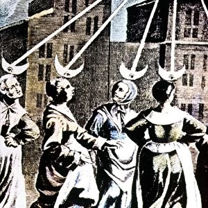 MENTAL ILLNESS. The moon affecting womens minds. Detail of a French engraving, 17th century