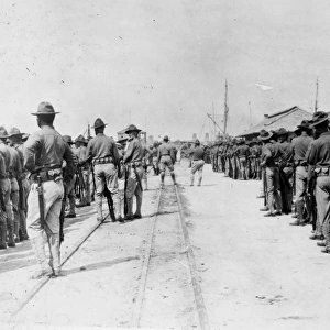 MEXICAN EXPEDITION, 1914. U. S. troops guarding the railway at Veracruz