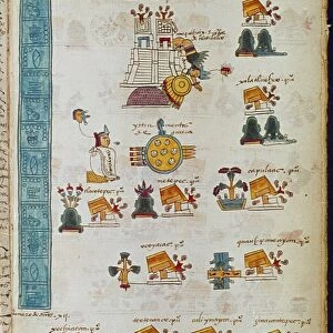 MEXICO: AZTEC CODEX. Aztec writing using symbols. The repeating symbol is the calli