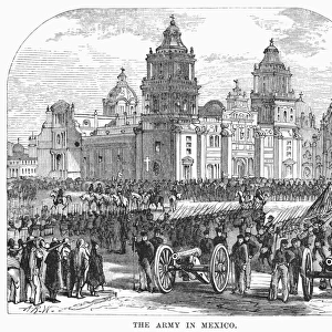 MEXICO CITY, 1847. The U. S. Army entering Mexico City, 17 September 1847. Line engraving, 19th century