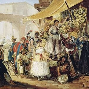 MEXICO: MARKET, 1833. The Queen of the Market, Mexico City: oil sketch, 1833, by