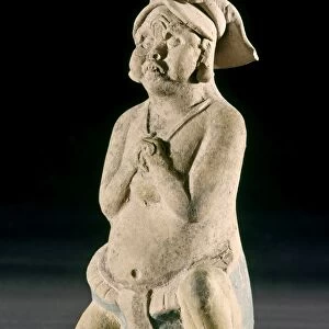 MEXICO: MAYAN FIGURE. Ceramic kneeling figure. Mayan, from Jaina, Campeche, Mexico, 700-900 A. D