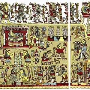 MEXICO: MIXTECS. Codex drawing of the Mixtec culture of southern Mexico, c14th