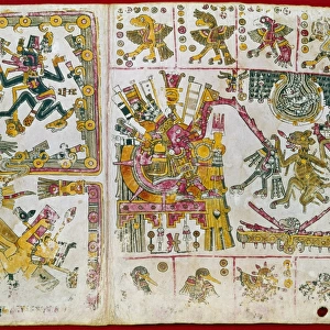 MEXICO: SUN GOD, c1450. Tonatiuh, the sun god. Painting from the Codex Borgia, c1450