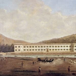MEXICO: TEXTILE FACTORY. Painting by Pedro Gauldi, mid 19th century