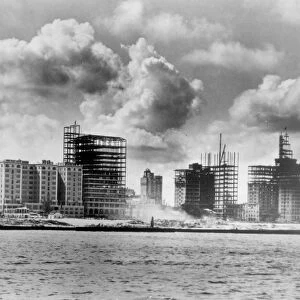 MIAMI, FLORIDA, 1920s. Miami building construction in progress during the land