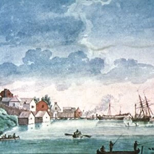 MICHIGAN: DETROIT, 1794. The earliest known painting of Detroit. Watercolor, anonymous