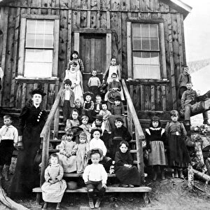 Miss Blanche Lamont with her school in Hecla, Montana, October 1893