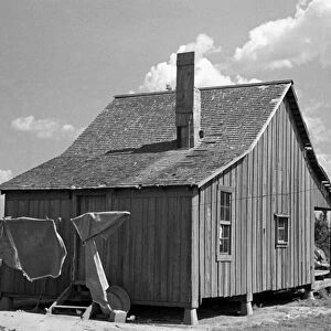 MISSOURI: CABIN, 1938. The back of a sharecroppers cabin in New Madrid County, Missouri