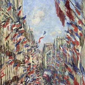 MONET: CELEBRATION, 1878. The Rue Montorgueil in Paris. Celebration of June 30, 1878