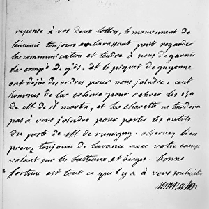 MONTCALM: LETTER, 1759. Letter from the Marquis de Montcalm, commander of French forces in Canada