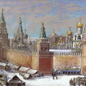 MOSCOW: KREMLIN. The Kremlin in Moscow, Russia. Pastel drawing by George Lukomsky, early 20th century