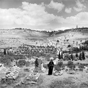 MOUNT OF OLIVES, c1900. View of the Garden of Gethsemane and the Mount of Olives