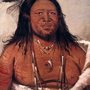 MOUNTAIN OF ROCKS, 1834. Comanche Chief. Oil on canvas, 1834, by George Catlin