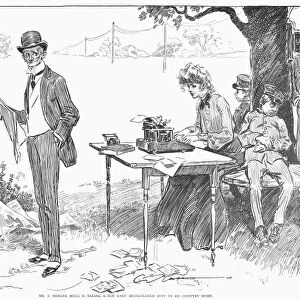 Mr. A. Merger Hogg Is Taking a Few Days Much-Needed Rest at His Country Home. Pen and ink drawing, 1903, by Charles Dana Gibson