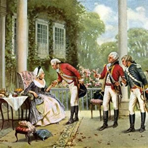 MRS. MURRAY, 1776. Mary Lindley Murray entertaining British soldiers at her home