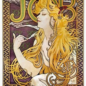 MUCHA: CIGARETTE PAPERS. French lithograph advertising poster, c1897, by Alphonse Mucha for Job cigarette papers