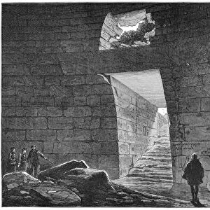MYCENAE: TREASURY, 1877. Interior of the Treasury of Atreus, a tholos tomb in Mycenae