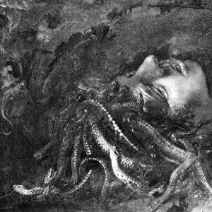 MYTHOLOGY: MEDUSA. Painting of the head of Medusa attributed to Leonardo da Vinci